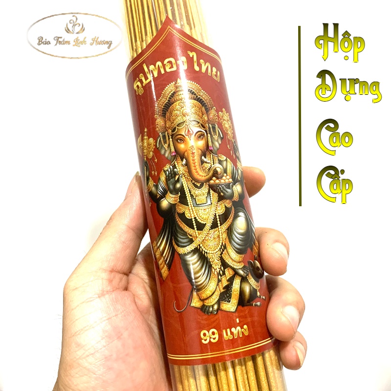 Nhang Thần Tài Thái Lan - BẢO TRẦM LINH HƯƠNG Ống Vàng Tài Lộc Phong Thủy Sạch Ít Khói Thắp Cuốn Tàn Đồ Thờ Cúng