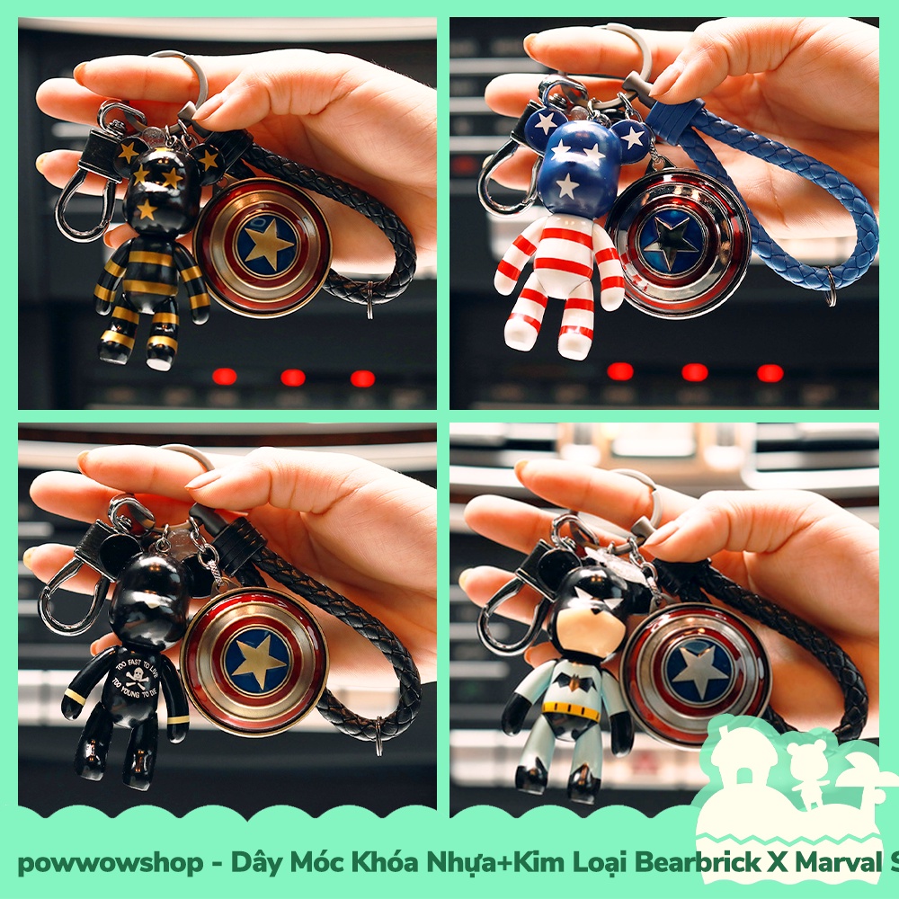 [Sẵn VN - Hỏa Tốc] Dây Móc Khóa Nhựa + Kim Loại Mẫu Bearbric X Superheroes Siêu Anh Hùng Marve