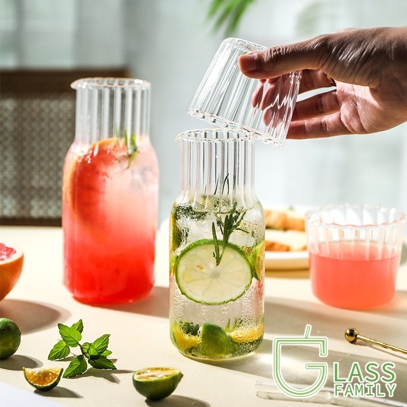Set Bình Nước Thủy Tinh + Ly Uống Trà Sữa/Cà Phê/Trà Sữa