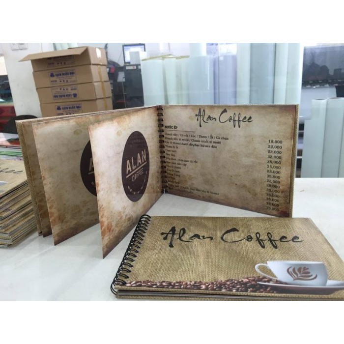 Menu giấy kraf cho quán coffee -In Bạch Dương