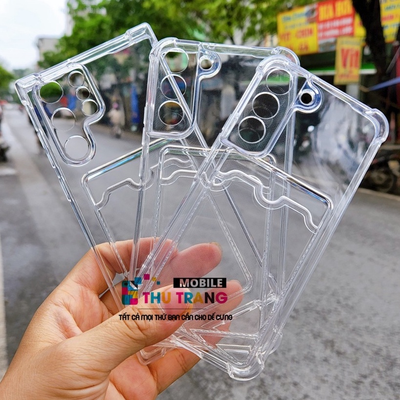 Ốp chống sốc silicon trong suốt kèm ngăn ví đựng thẻ Samsung S21 FE/ S22/ S22 Plus/ S22 Ultra - hàng dày loại 1