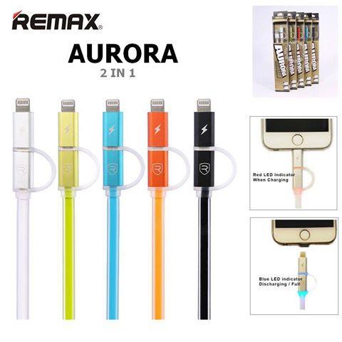 Cáp Sạc Remax 2 đầu cho Iphone Samsung có đèn led - BH 3 tháng