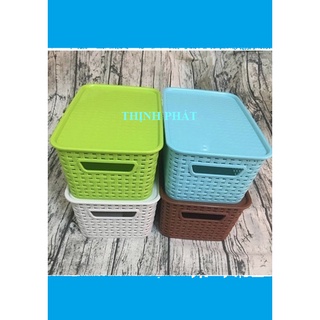 Giỏ Đựng Đồ Song Long Giỏ đựng đồ có nắp size Trung - Giao màu ngẫu nhiên