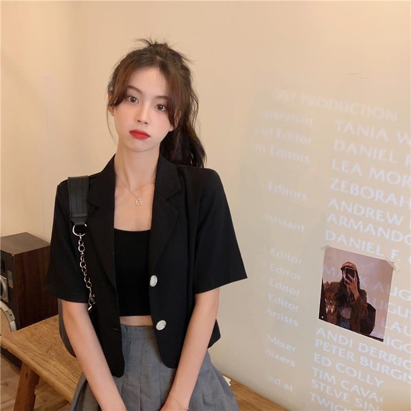Áo Blazer Ngắn Tay Trơn Kiểu Dáng Croptop, Blazer Croptop Nữ Cộc Tay Dáng Ngắn1 lớp Vest Dáng Ngắn BL01
