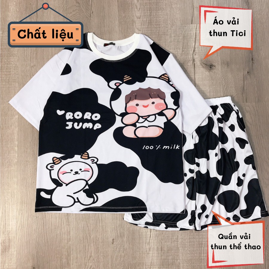 Set bộ bò sữa ❤️ Đồ bộ hoạt hình form rộng Unisex RORO JUMP Freesize dành cho nam nữ Molly Fashion