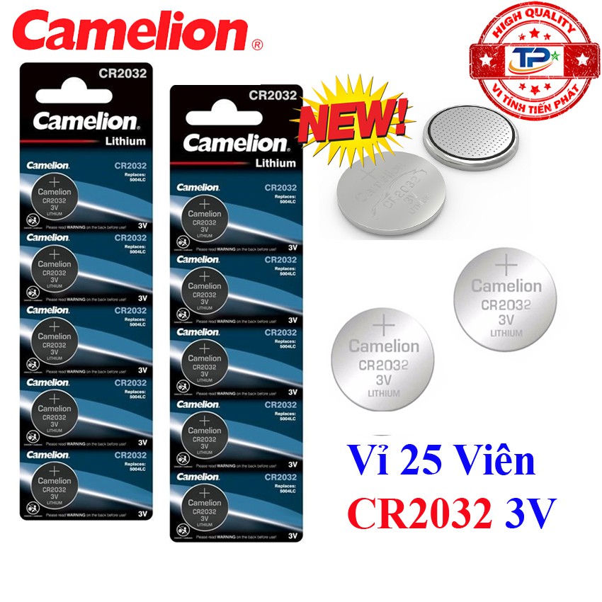 Vỉ 25 viên pin CMOS CR2032 Camelion Lithium Battery 3V