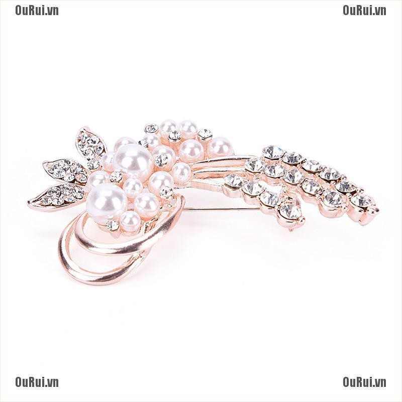 (FCC) Trâm Cài Áo Sơ Mi Cotton Đính Đá Và Ngọc Trai Giả Phong Cách vintage