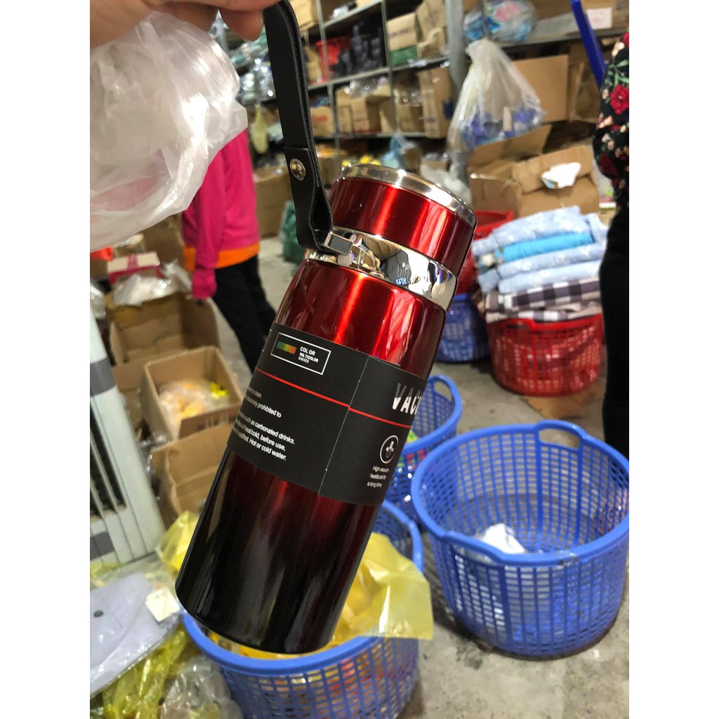 Bình Giữ Nhiệt Nóng, Lạnh Inox An Toàn 1000ml Có Quai Sách