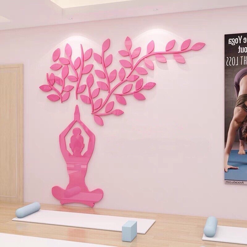 Tranh mica 3d dán tường các mẫu tranh động tác tập yoga, trang trí phòng tập yoga, fitness