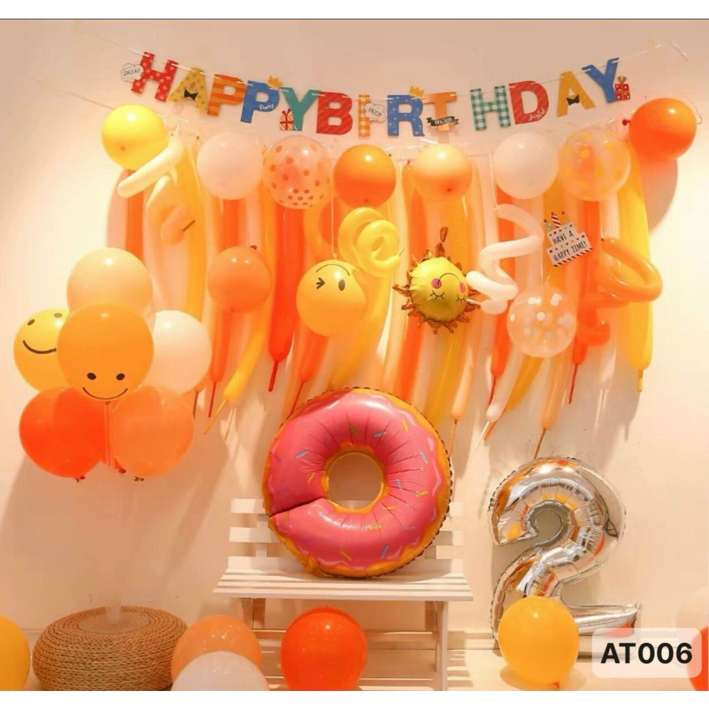 Set bóng trang trí sinh nhật Handmade tại nhà kiểu Hàn Quốc [Tặng kèm BƠM + KEO DÁN]