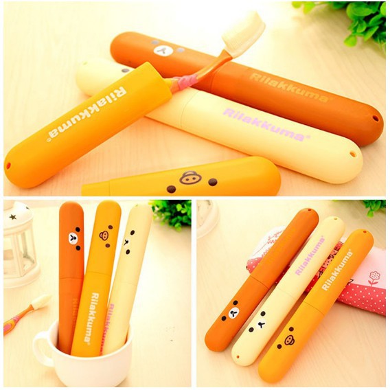 Hộp Đựng Bàn Chải Du Lịch - Hộp Đựng Bàn Chải Đánh Răng Gấu Rilakkuma Đáng yêu 🍉Duashop🍉