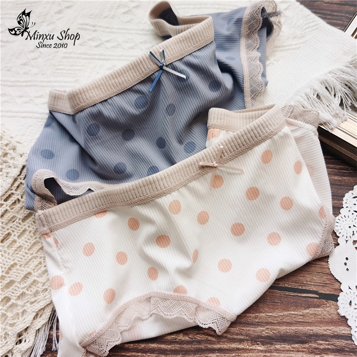 Quần lót nữ họa tiết chấm bi dễ thương vải tăm lạnh siêu mềm mịn mát lịm , quần lót học sinh kute Minxu shop 1928