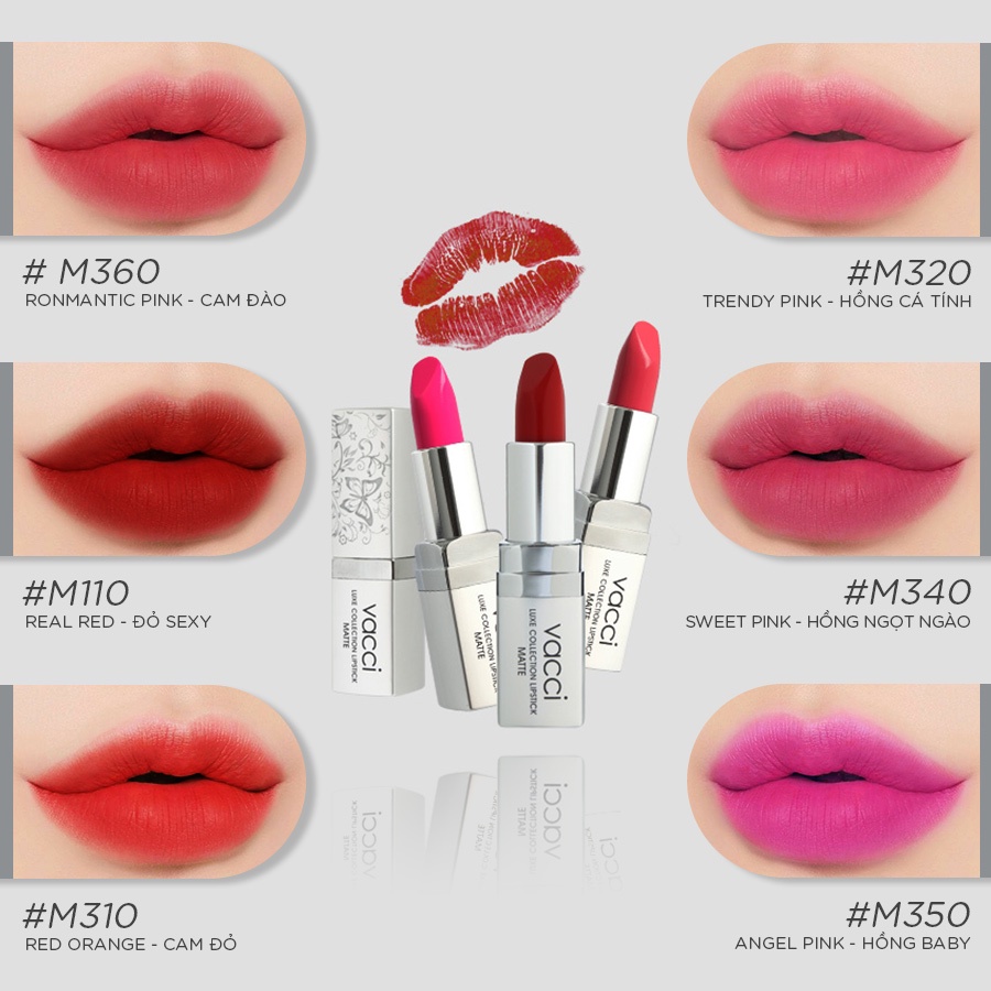 Son Lì Lâu Trôi Dưỡng Môi Cao Cấp Vacci Matte Lipstick - Lâu trôi, lên màu chuẩn, dưỡng môi