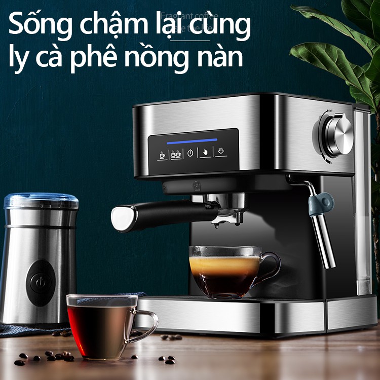 Máy pha cà phê chế biến coffee đa chức năng thân inox màn cảm ứng có ống đun đánh sữa BE137