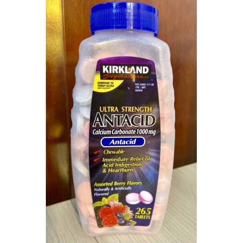 [Date 2023] Kẹo Kirkland Signature Ultra Strength Antacid Calcium Carbonate chai 265 viên