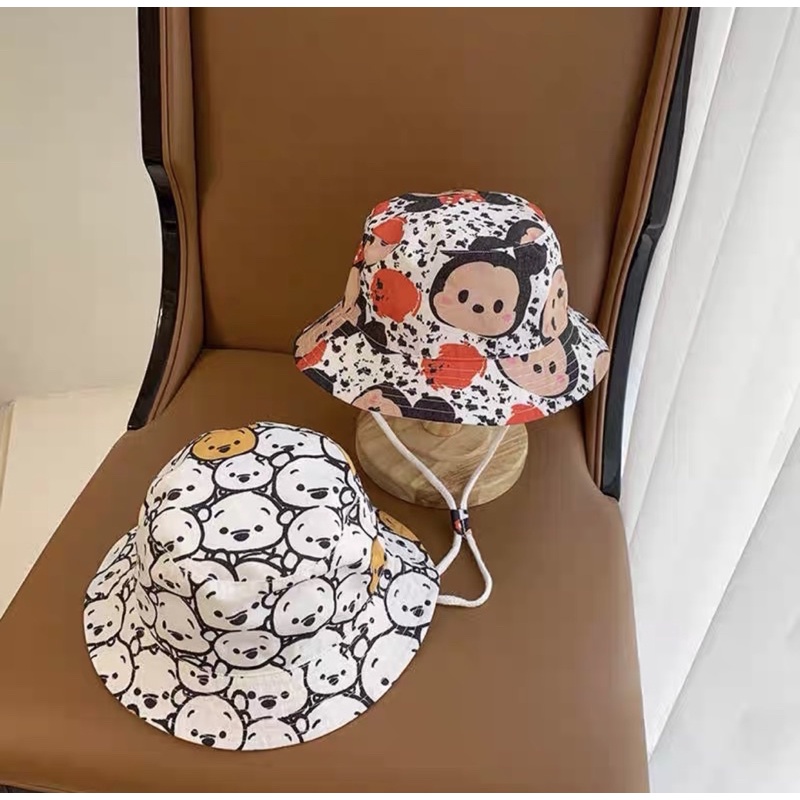 Mũ vành/nón vành cho bé cao cấp hoạ tiết mặt gấu, mickey, chữ cái ms60896