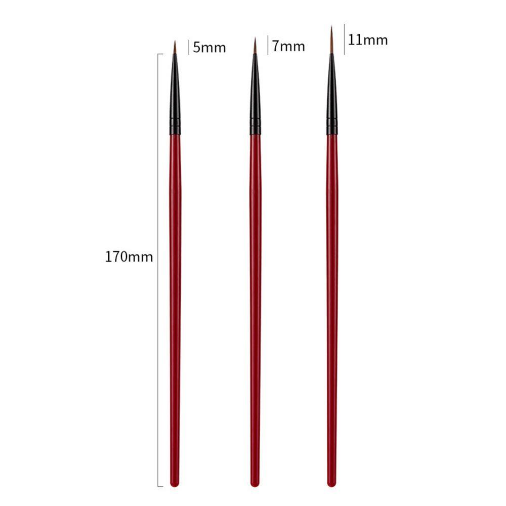 Set 3 Cọ Vẽ Trang Trí Móng Tay Acrylic Mỏng Kẻ Sọc Kiểu Pháp
