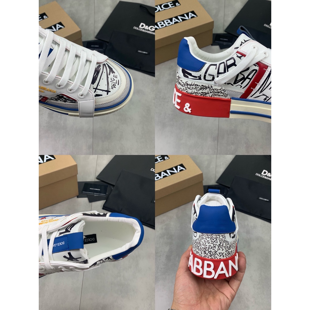 Giày sneaker nam da thật thời trang cao cấp Docle & Gabbana thiết kế họa tiết cá tính, phong cách trẻ trung, năng động