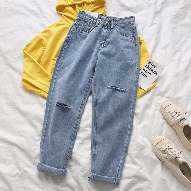 Quần Slim Baggy Jeans rách gối sole kèm ảnh thật hàng sẵn | BigBuy360 - bigbuy360.vn