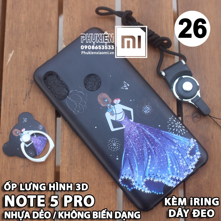 FREESHIP ĐƠN 99K_(11 mẫu) Ốp lưng dùng cho Xiaomi Redmi Note 5 Pro Hình 3D NEW nhựa TPU dẻo - Kèm Dây + iRing