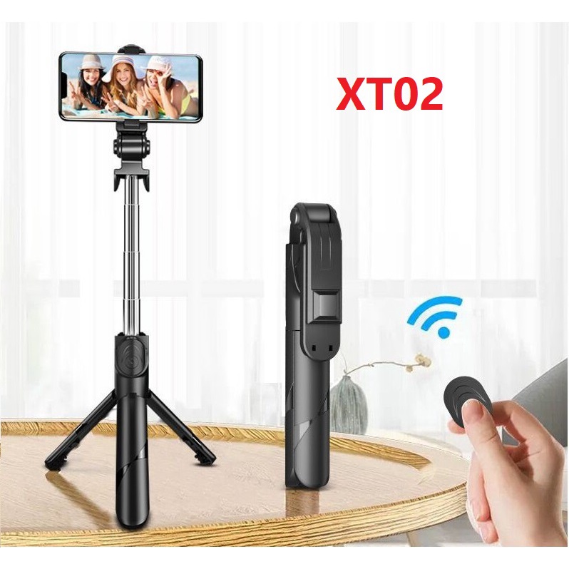 ✔️✔️ Gậy chụp ảnh tự sướng selfie đa năng XT02, XT02S REMOTE Bluetooth + XOAY 360 + ĐÈN LED