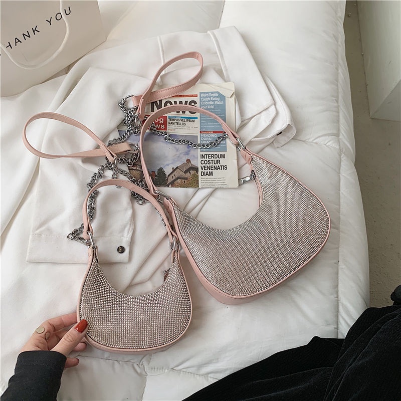 Túi Đeo Một Bên Vai Đính Đá Lấp Lánh Thời Trang Mùa Hè Mới 2021 Dễ Phối Đồ Cho Nữ