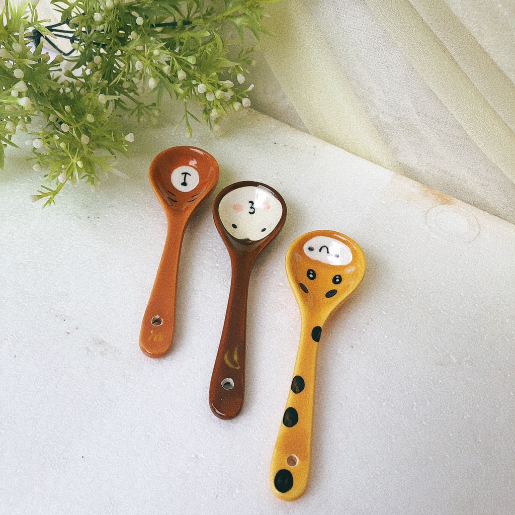 Thìa sứ ăn cơm cho bé ,😘 gốm sứ decor dễ thương, muỗng ăn dặm cho bé siêu đáng yêu.💚🧡