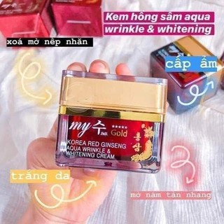 Kem Sâm My Gold Korea Red Ginseng Aqua Wrinkle & White Cream 50ml - Ngày và Đêm