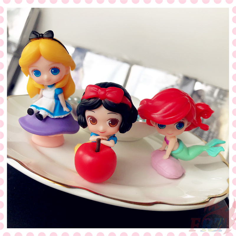 Set 3 Mô Hình Công Chúa Disney Và Ariel &amp; Alice Trang Trí Bánh