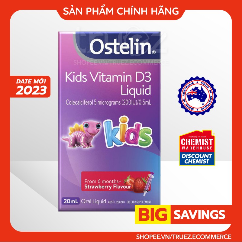 Vitamin D3 Ostelin cho trẻ nhỏ [Úc] Ostelin Kids Vitamin D3 Liquid 20ml [Chính hãng]