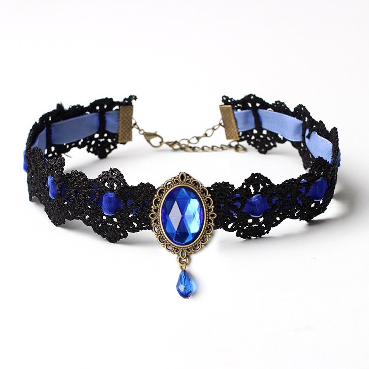 Vòng Cổ Choker Nhung Phối Ren Phong Cách Gothic Cổ Điển