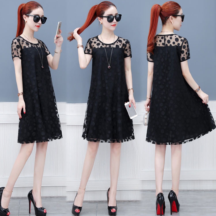 Đầm Dài Phối Ren plus size Phong Cách Hàn Quốc Quyến Rũ