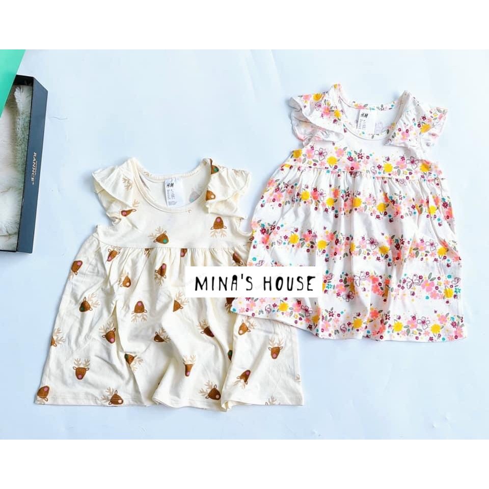 [ẢNH - VIDEO THẬT] Váy HM cánh tiên cotton mềm mịn thoáng mát nhiều họa tiết siêu rẻ bé gái size 1-6 tuổi