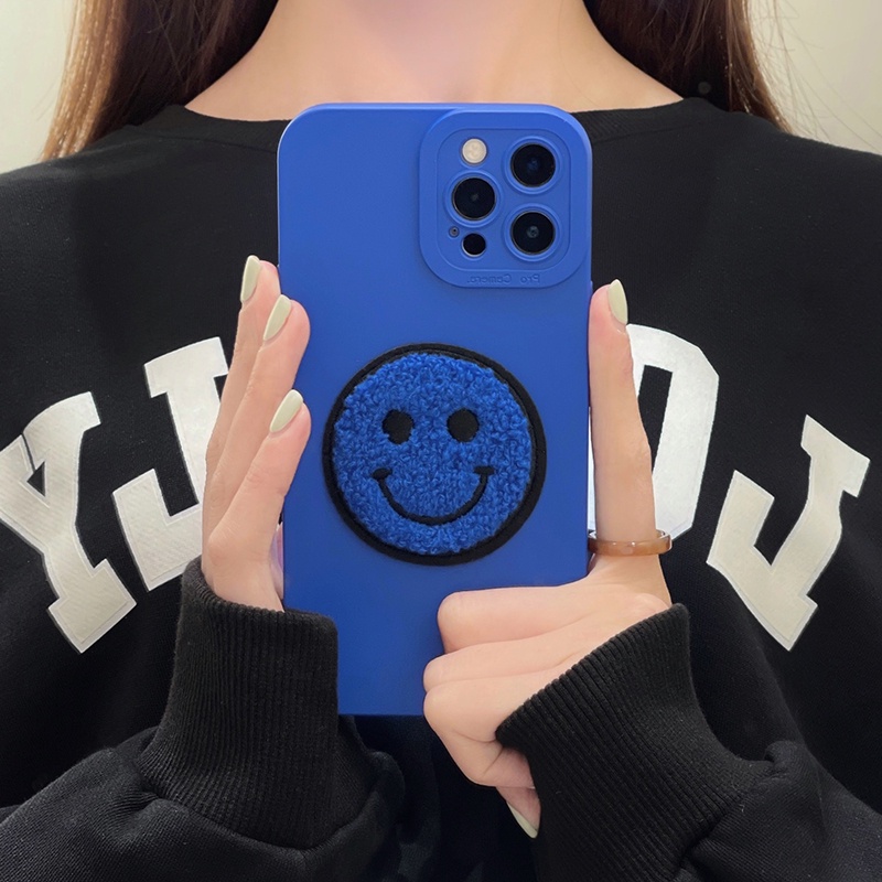 Ốp điện thoại màu xanh lam phối vải bông cho iPhone 13/12Pro 13 13/12/11Pro Max 12Mini X Xs Max XR 7 Plus 8 | BigBuy360 - bigbuy360.vn