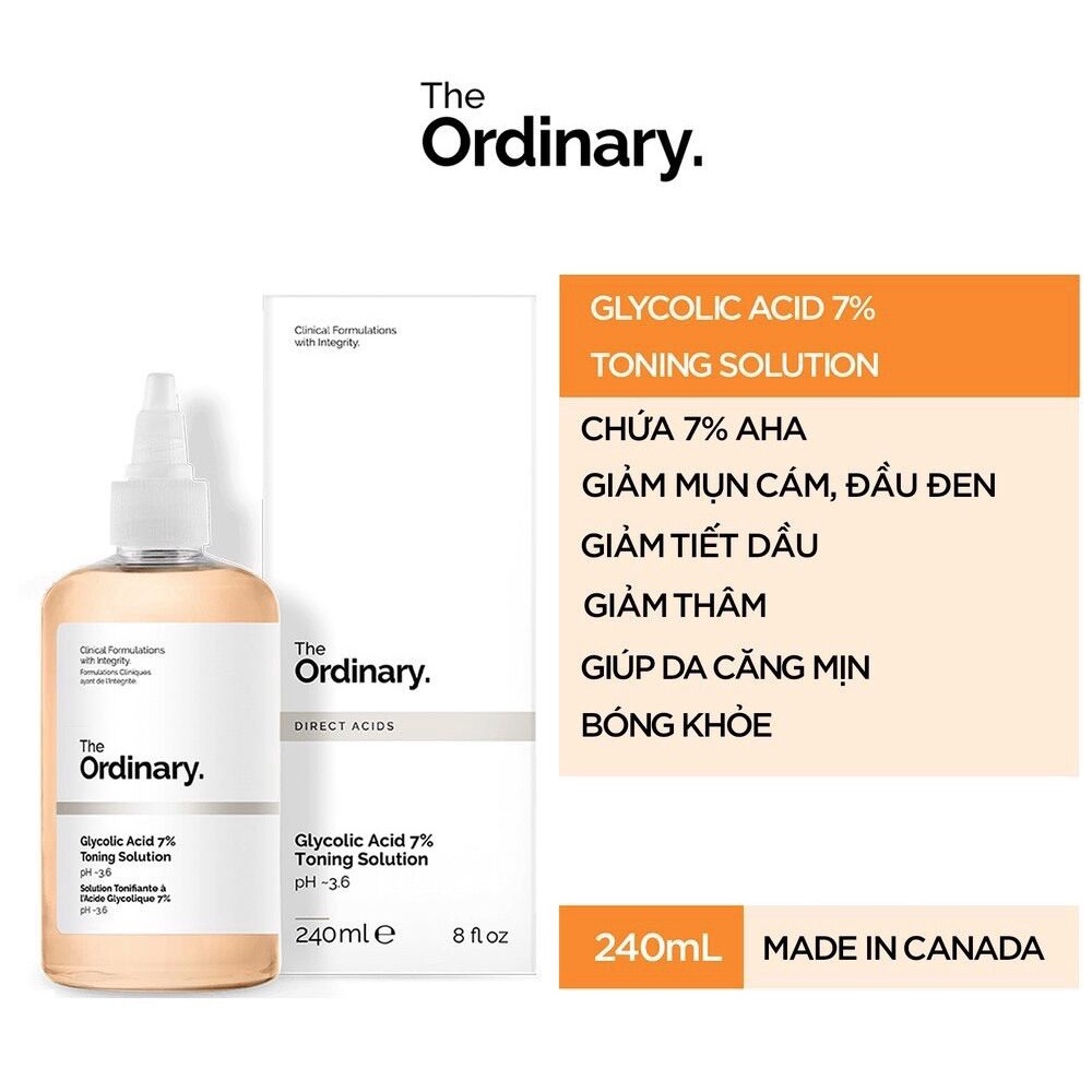 Toner The Ordinary Toner tẩy da chết glycolic acid 7% 240ml Toning Solution hàng chính hãng