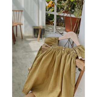 Đầm xanh cốm linen