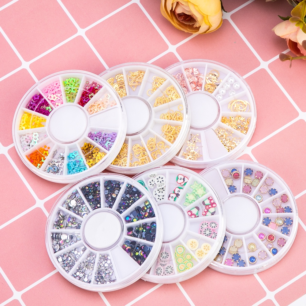 Hạt Đá AB 3d Lấp Lánh / Kích Thước Hỗn Hợp Trang Trí Móng Nghệ Thuật