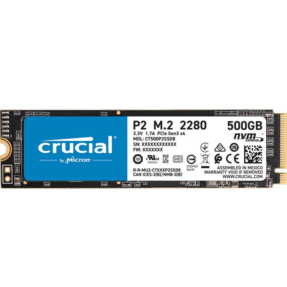 Ổ cứng SSD Crucial P2 500GB NVMe 3D-NAND M.2 PCIe nhập Mỹ New nguyên thumbnail