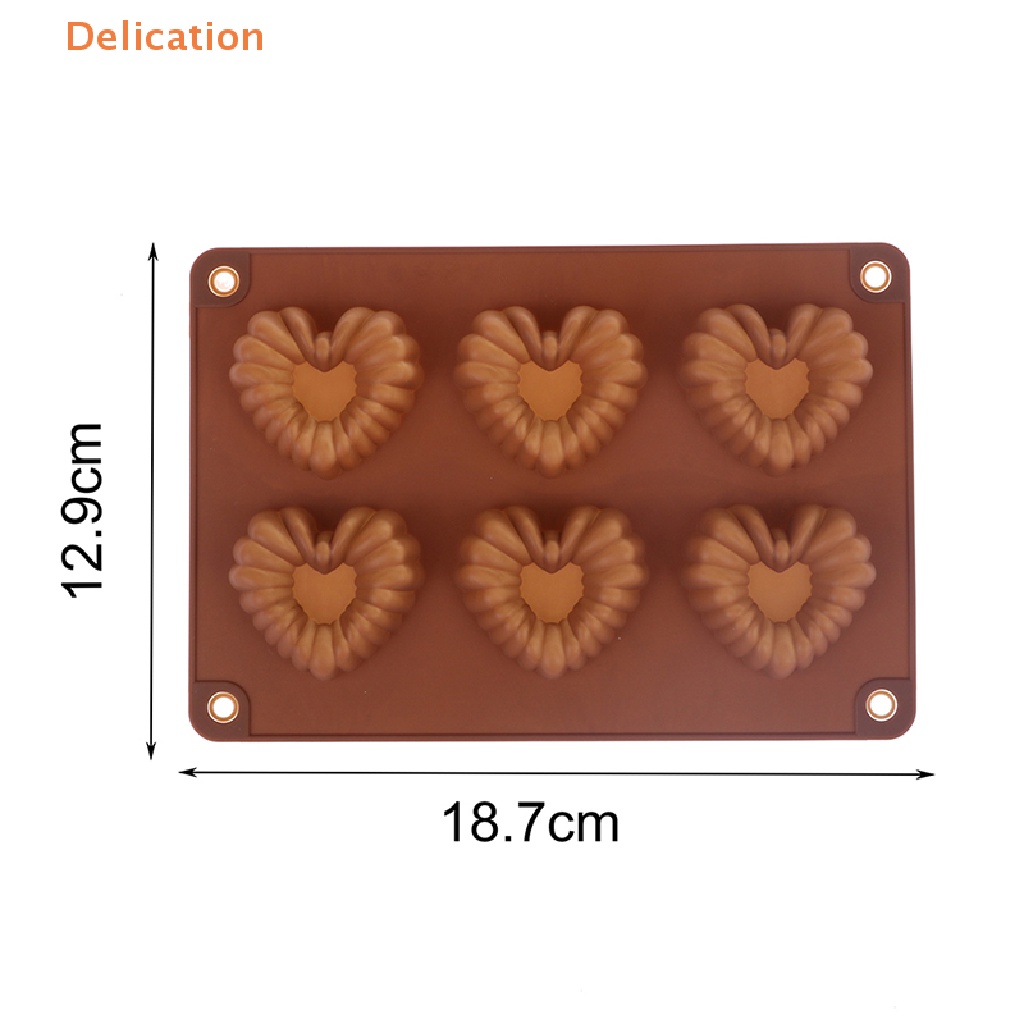 1 Khuôn Silicone Làm Bánh 6 Lỗ Hình Trái Tim Diy