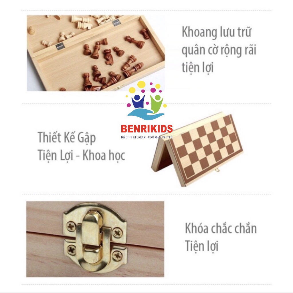 Bàn Cờ Vua Bằng Gỗ Tự Nhiên Siêu Sắc Nét Có Hộp Đựng Tiện Lợi