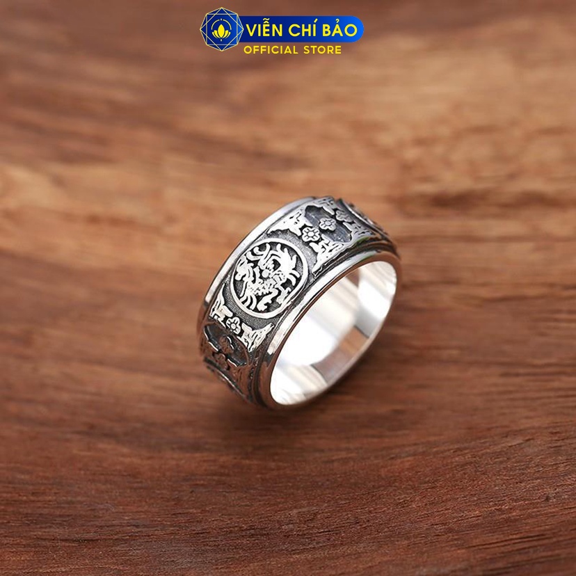 Nhẫn bạc nam Tứ Đại Thần Thú xoay chất liệu bạc Thái 925 thời trang nữ phụ kiện trang sức nữ Viễn Chí Bảo N101289