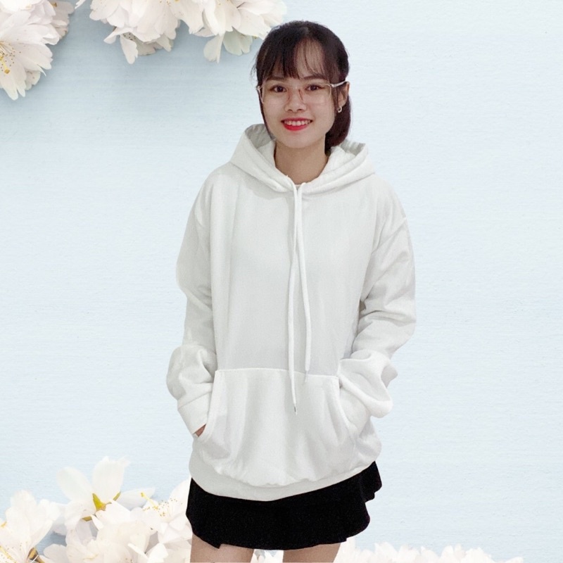 Áo hoodie dài tay có mũ nỉ trơn unisex nam nữ có 2 túi trước nhiều màu siêu ấm