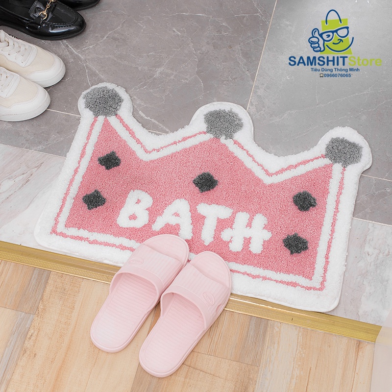 Thảm Chùi Chân Nhà Tắm Chống Trượt Hình Vương Miện Cute Cho Nhà Vệ Sinh, Phòng Ngủ, Decor - GD19