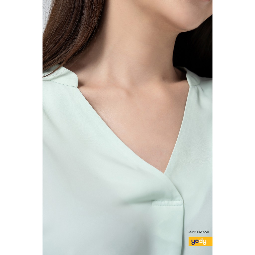 Áo sơ mi YODY Nữ cổ tàu tay tiên phong cách mềm mịn thoải mái SCN4142 | BigBuy360 - bigbuy360.vn