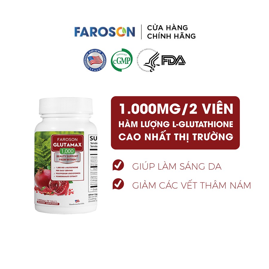 Combo 2 Hộp Glutathione trắng da mờ nám chống nắng Glutamax 1000 2x30 viên | BigBuy360 - bigbuy360.vn