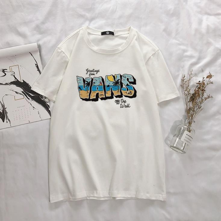 FREESHIP Áo thun tay lỡ nam nữ Vans Summer Unisex oversize form rộng áo phông rộng mùa hè basic tee phối quần jean Xịn ་