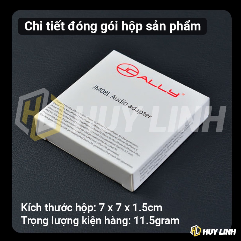 Cáp chuyển đổi âm thanh Jcally Jm08L từ cổng Táo sang 3.5mm - Có hỗ trợ micro