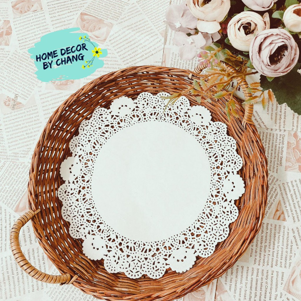 Giỏ mây tròn đựng bánh mỳ, hoa quả, ấm chén, giỏ đựng đồ picnic decor chụp ảnh (Rổ mây tròn)