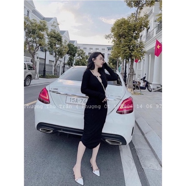 VN846- Váy Tăm Cổ Khuy Vạt Tròn