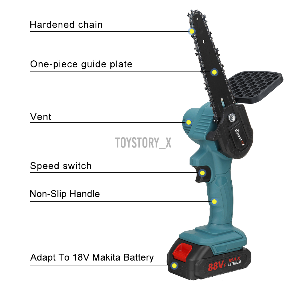 Cưa Xích Điện 6Inch 88Vf Pin 2/1/0x Không Dây Để Cắt Tỉa Gỗ Tiện Dụng